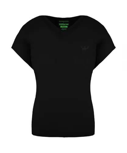 Supra x Heidi Klum Cochs Short Sleeve V-Neck Black Womens T-Shirt 191902 008 Cotton