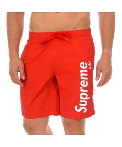 Supreme Bahamas Mens Boxer Swimsuit CM-30053-BP - Red Polyamide