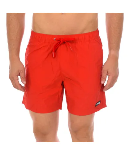 Supreme Mens Caicos Print Boxer Swimsuit CM-30055-BP - Red Polyamide