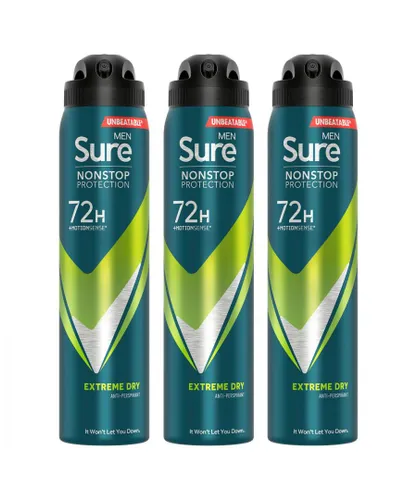 Sure Mens Men Anti-perspirant 72H Nonstop Protection Extreme Dry Deodorant 250ml, 3 Pack - NA - One Size