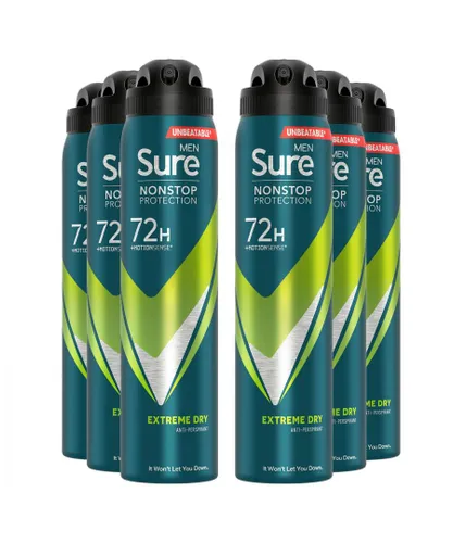 Sure Mens Men Anti-perspirant 72H Nonstop Protection Extreme Dry Deodorant 250ml, 6 Pack - NA - One Size