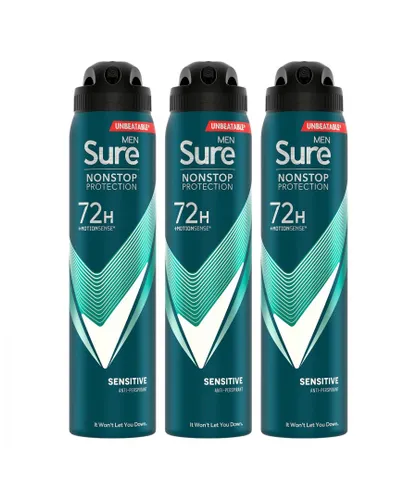 Sure Mens Men Anti-Perspirant 72H Nonstop Protection Sensitive Deodorant 250ml, 3 Pack - NA - One Size