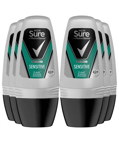 Sure Mens Men Motion Sense Deodorant Roll-On, Sensitive Dry, 6 Pack, 50ml - NA - One Size