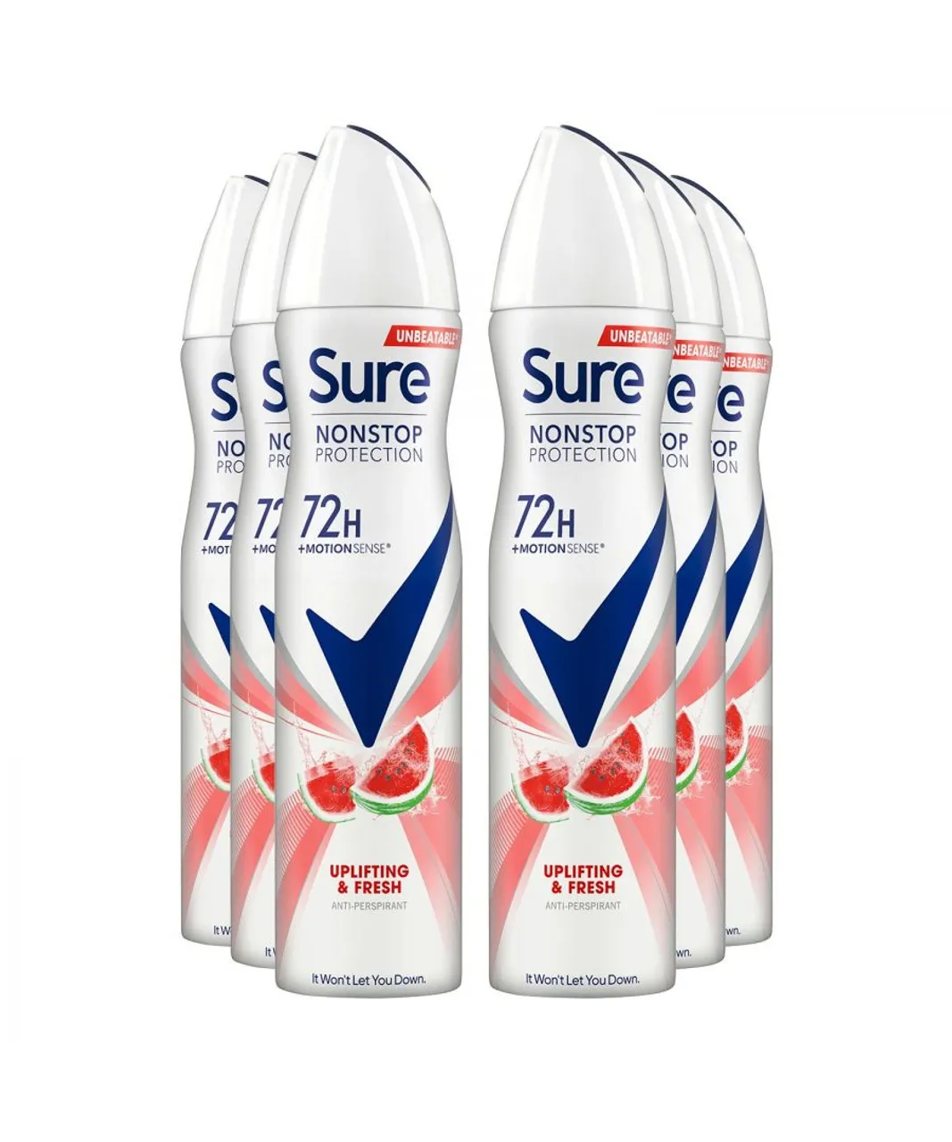 Sure Womens Women Antiperspirant 72H Nonstop Protection Uplift&Fresh Advance Deo 250ml, 6 Pack - NA - One Size