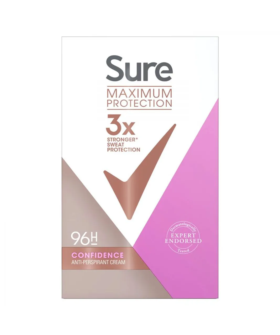 Sure Womens Women Maximum Protection Confidence Anti-Perspirant Cream, 3x 45ml - One Size