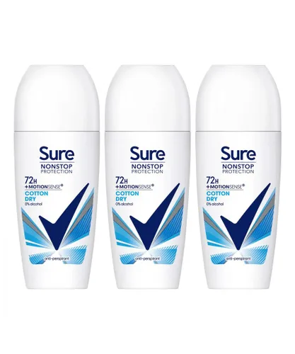 Sure Womens Women Motion Sense AP Deodorant Roll-on 72H Nonstop, Cotton Dry, 50ml, 3 Pack - NA - One Size