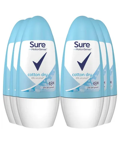Sure Womens Women Motion Sense Deodorant Roll-On, Cotton Dry, 50ml, 6 Pack - NA - One Size