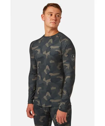 Surfanic Mens Bodyfit Limited Edition Crew Neck Baselayer Forest Geo Camo - Camouflage