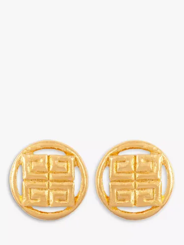 Susan Caplan Vintage Givenchy Logo Round Clip-On Earrings - Gold - Female