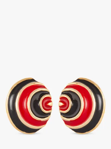 Susan Caplan Vintage Rediscovered Collection Gold Plated Enamel Curved Clip-On Earrings, Black/Red - Black/Red - Female