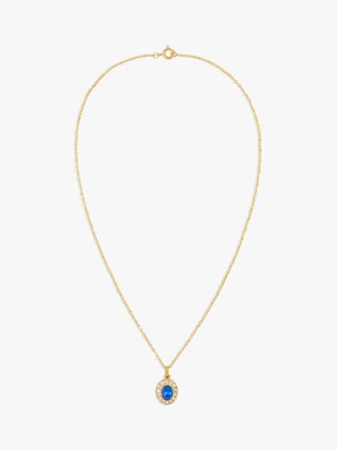 Susan Caplan Vintage Rediscovered Collection Gold Plated Swarovski Crystal Oval Pendant Necklace, Gold/Blue - Gold/Blue - Female