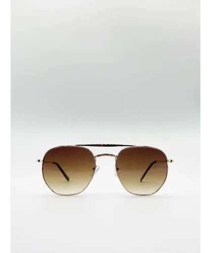 SVNX Mens Double Bridge Metal Sunglasses With Gradient Lenses - Gold Metal (archived) - One