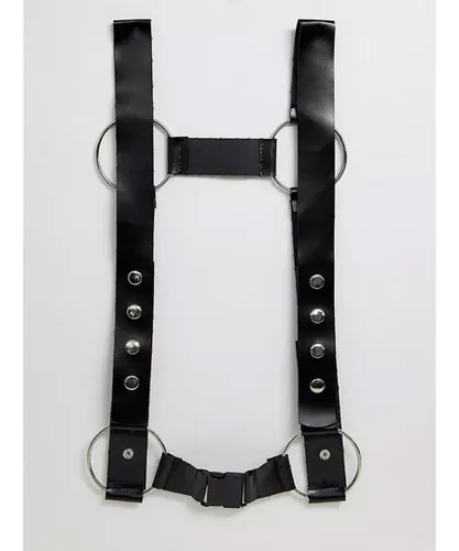 SVNX Mens Harness Belt with Adjustable Straps - Black Pu - One