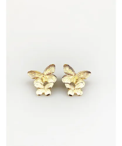SVNX Mens Oversized Butterfly Drop Earring - Gold Zinc Alloy - One Size