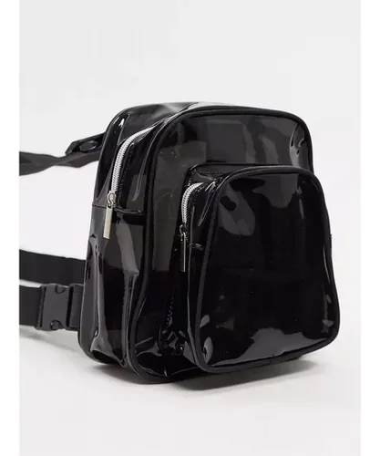 SVNX Mens PVC Chest Bag - Black Pu - One Size
