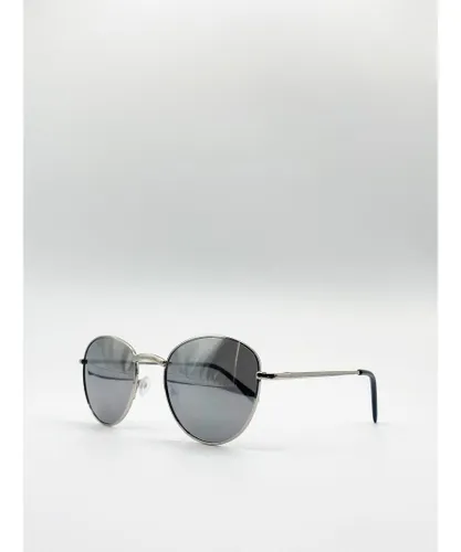 SVNX Mens Round Metal Frame Sunglasses - Silver Metal (archived) - One