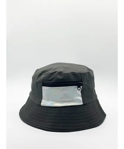 SVNX Mens Tonal Bucket Hat With Iridescent Pocket Detail - Khaki - One