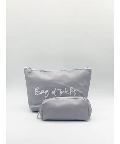 SVNX Unisex 'Bag of Tricks' Toiletry Bag 2 Pack in Grey Pu - One Size