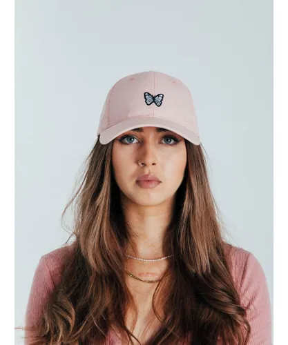 SVNX Womens Butterfly Embroidered Cap - Pink Cotton - One