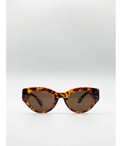 SVNX Womens Chunky Cat Eye Plastic Frame Sunglasses - Brown - One