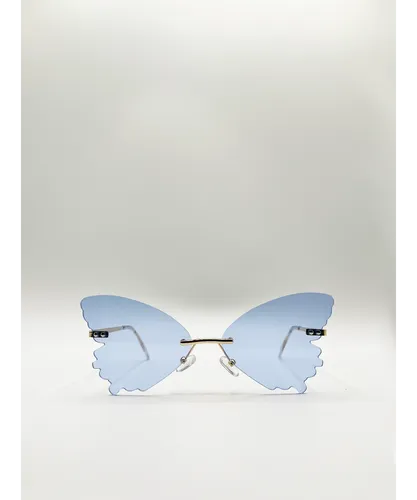 SVNX Womens Frameless blue butterfly sunglasses Metal - One