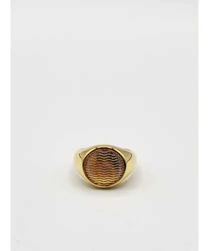 SVNX Womens GOLD ROUND SIGNET RING Gold Plated - Size M