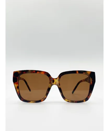 SVNX Womens Plastic Frame Oversized Cat Eye Sunglasses - Brown - One