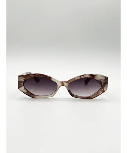 SVNX Womens Smoke Effect Angular Sunglasses in Brown - One