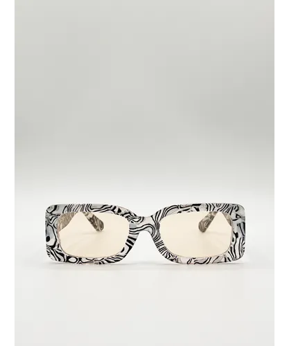 SVNX Womens Zebra Print square frame sunglasses - Animal - One
