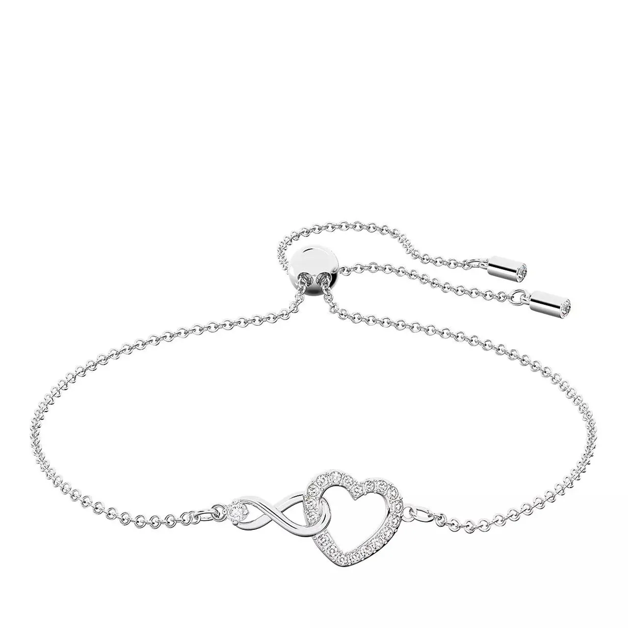 Swarovski Bracelets - Infinity Infinity and heart Rhodium plated - white - Bracelets for ladies
