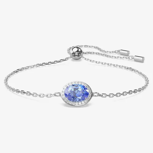 Swarovski Constella Rhodium Plated Blue Oval Cut Toggle Bracelet 5671895 (M)