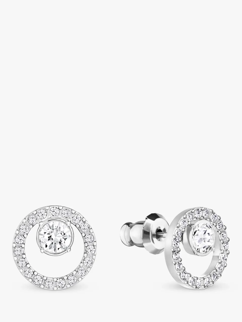 Swarovski Creativity Crystal Pave Round Stud Earrings - Silver - Female
