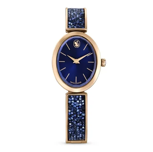 Swarovski Crystal Rock Blue and Rose-Gold Oval Watch