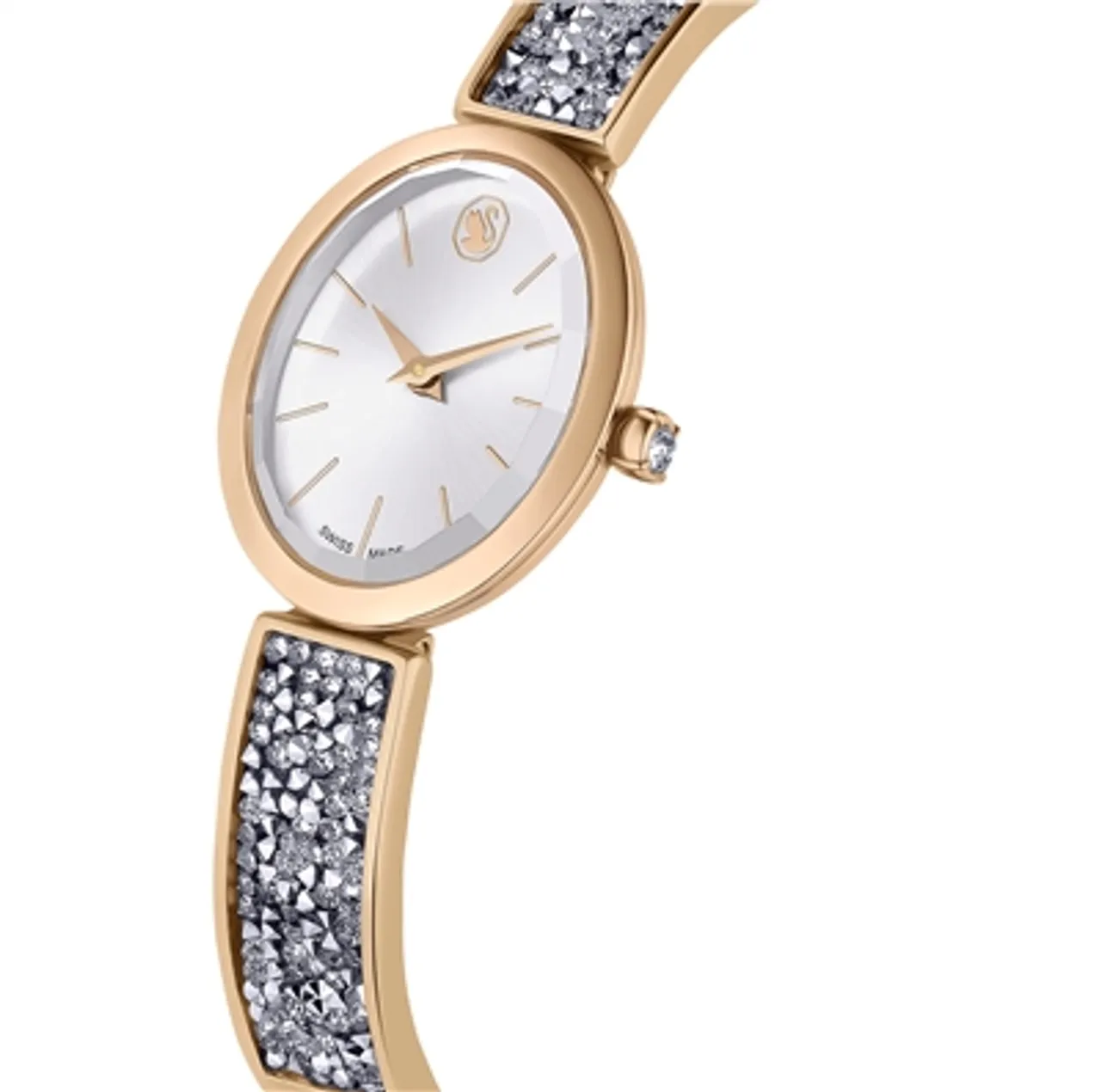 Swarovski Crystal Rock White and Rose-Gold Oval Watch