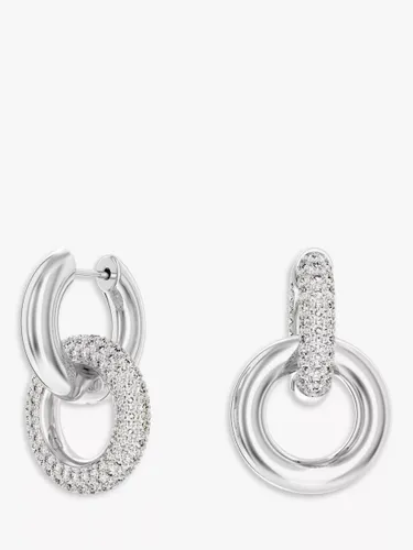 Swarovski Dextera Crystal Interlinked Hoop Earrings - Silver - Female