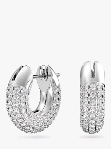 Swarovski Dextera Crystal Pave Hoop Earrings, Silver - Silver - Female