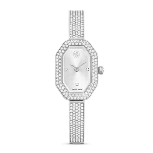 Swarovski Dextera Silver Tone White Crystal Swiss Made Bangle Watch