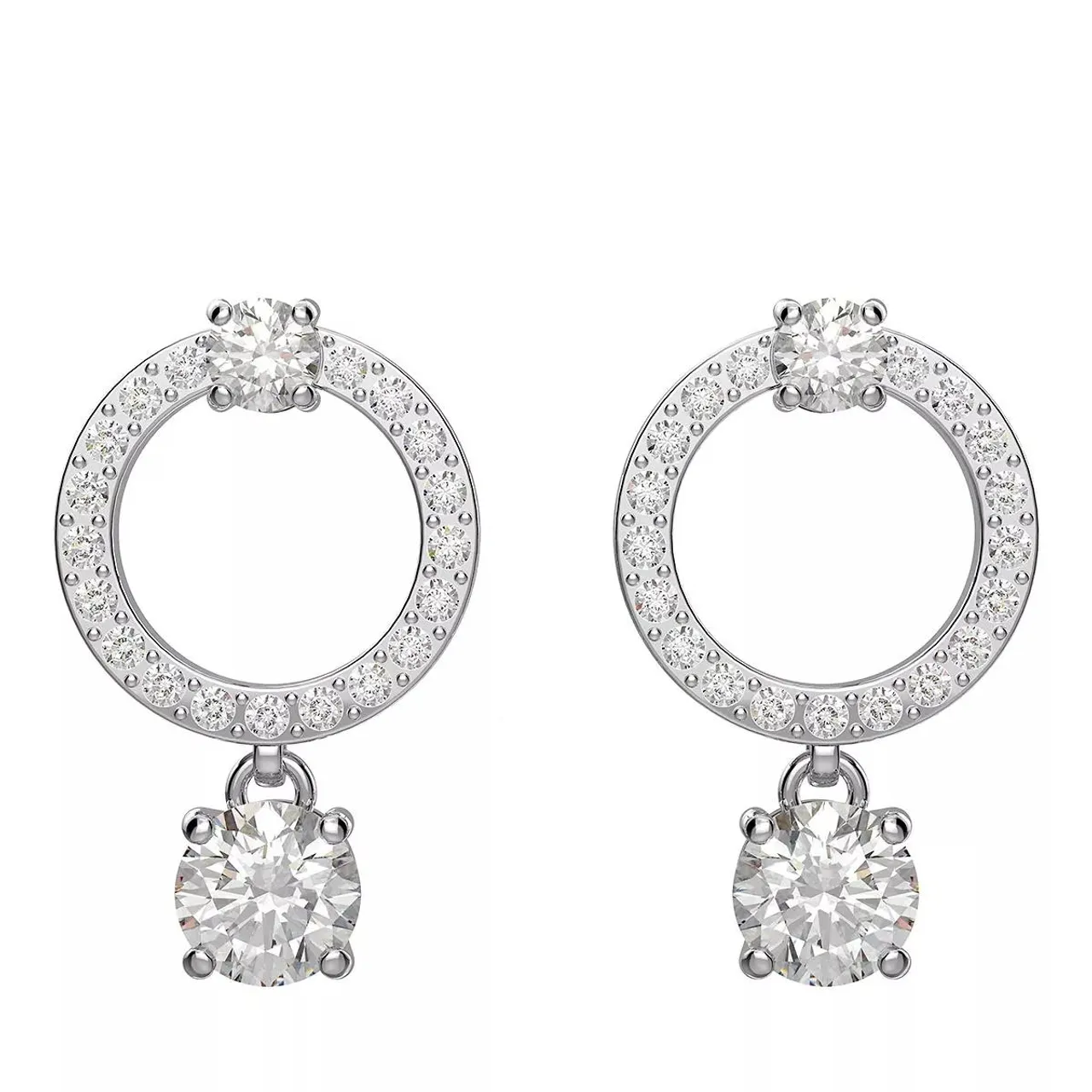 Swarovski Earrings - Attract hoop Round cut Rhodium plated - silver - Earrings for ladies