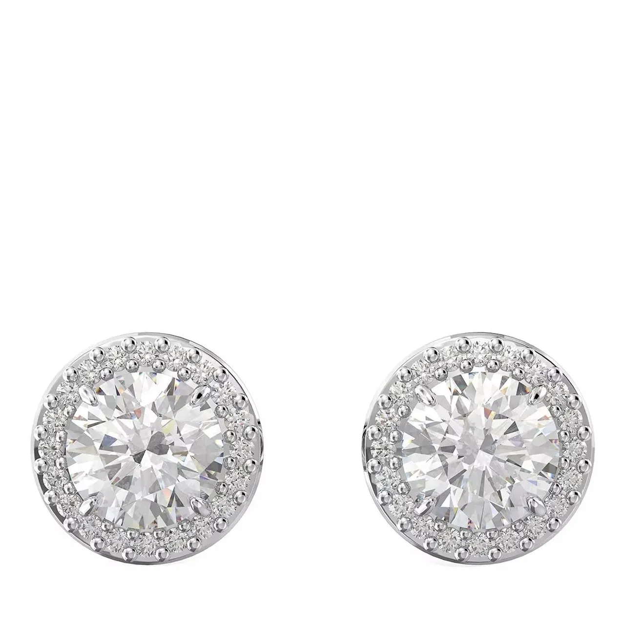 Swarovski Earrings - Constella Round cut Pavé Rhodium plated - silver - Earrings for ladies
