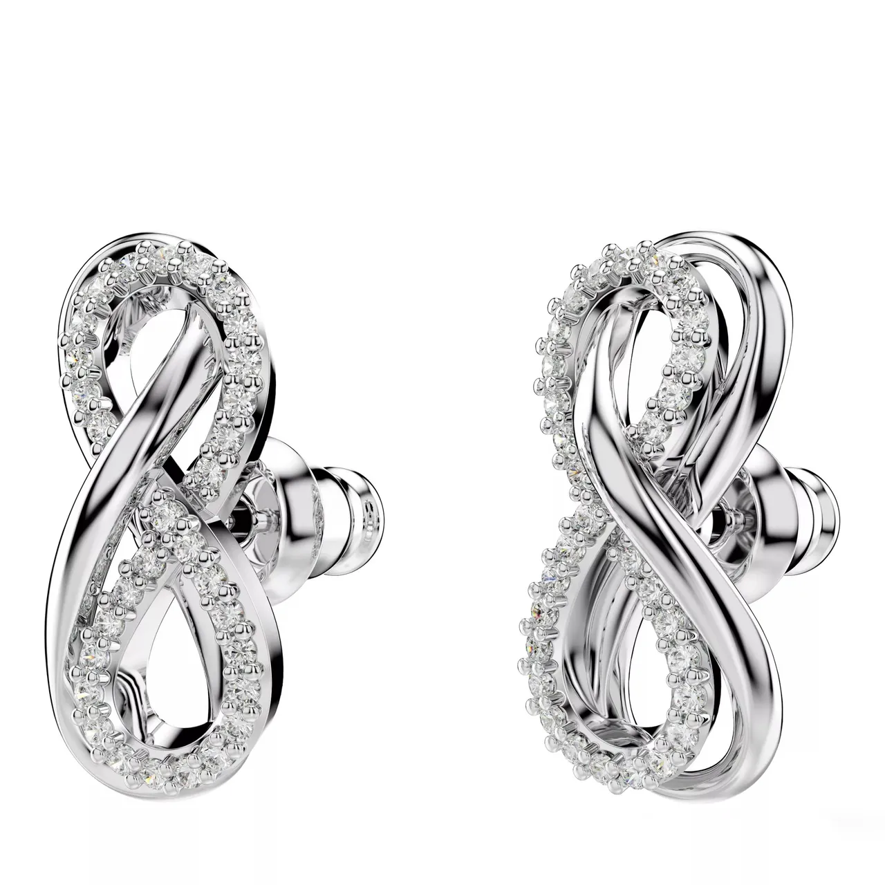 Swarovski Earrings - Hyperbola stud earrings, Infinity, Rhodium plated - white - Earrings for ladies
