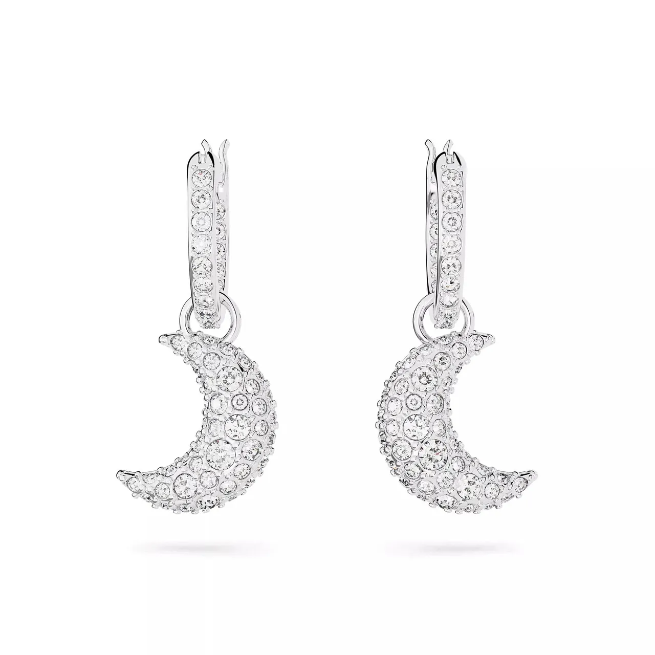 Swarovski Earrings - Luna drop earrings, Moon, Rhodium plated - white - Earrings for ladies