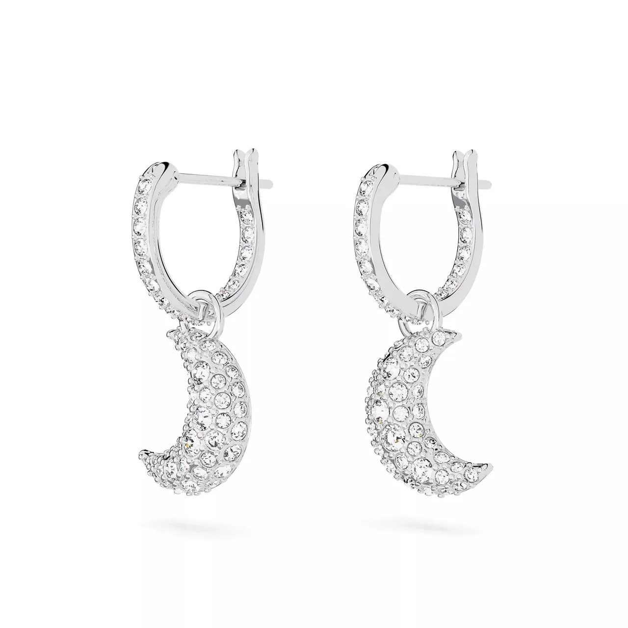 Swarovski Earrings - Luna drop earrings, Moon, Rhodium plated - white - Earrings for ladies