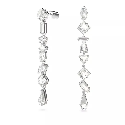 Swarovski Earrings - Mesmera drop earrings, Mixed cuts, Long, Rhodium p - white - Earrings for ladies