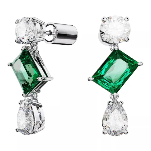 Swarovski Earrings - Mesmera drop earrings, Mixed cuts, Rhodium plated - green - Earrings for ladies