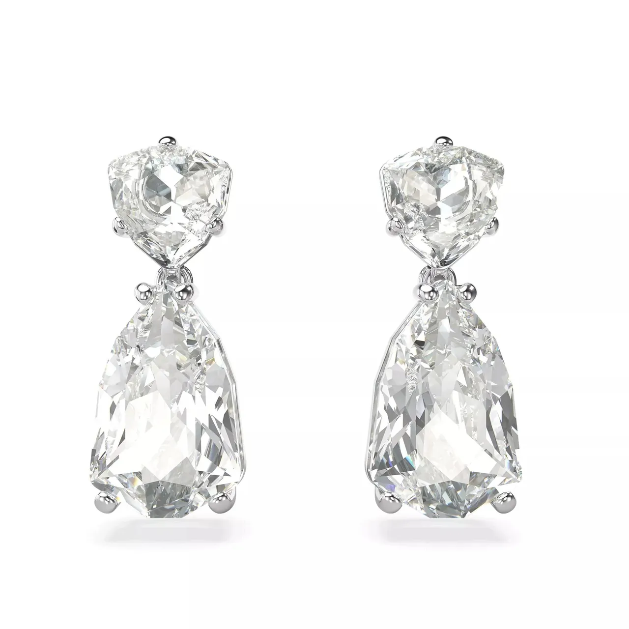 Swarovski Earrings - Mesmera drop earrings, Mixed cuts, Rhodium plated - white - Earrings for ladies
