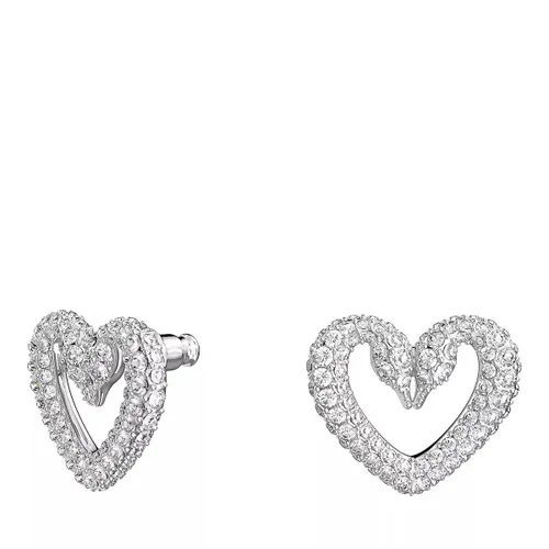 Swarovski Earrings - Una Heart Medium Rhodium plated - silver - Earrings for ladies