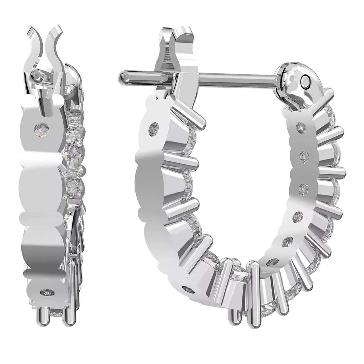 Swarovski Earrings - Vittore hoop Round cut Rhodium plated - silver - Earrings for ladies