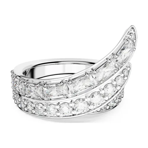 Swarovski , Hyperbola Cocktail Ring, Double Bands, White ,Gray female, Sizes: 50 MM