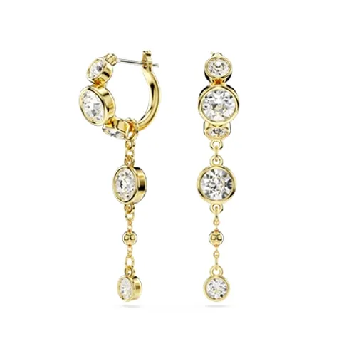 Swarovski Imber Gold Round White Crystals Drop Earrings