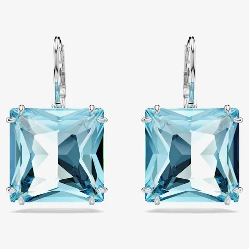 Swarovski Ladies Millenia Blue Square Cut Dropper Earrings 5619472